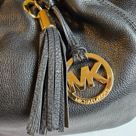 Michael Kors EUC Black Leather Ring Tote Dustbag Shoulder Handbag-Item#719 - Picture 4 of 8